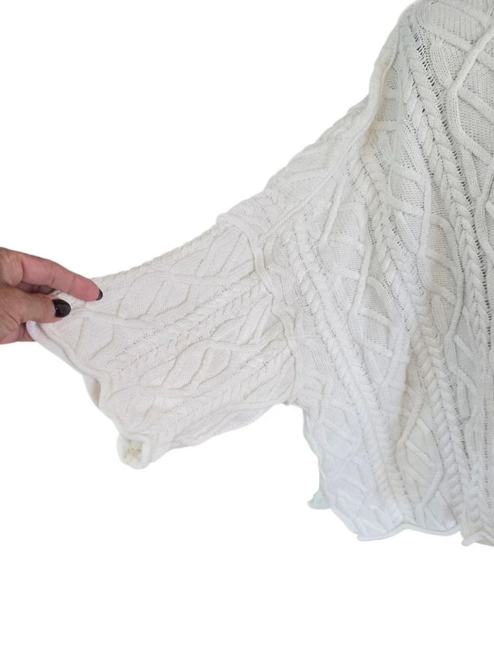 Free People Washed Ashore Cream Oversized Cable Knit Sweater L